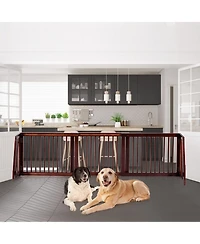 Akiudex Folding Adjustable Free Standing 3-Panel Wood Fence