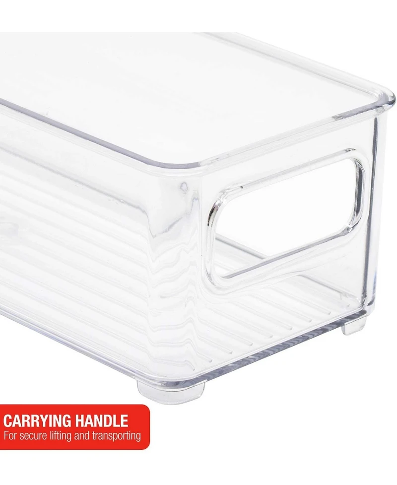 Sorbus 2 Pack Narrow Stackable Clear Storage Bins with Handles- for Kitchen Pantry, Freezer & Fridge Organization
