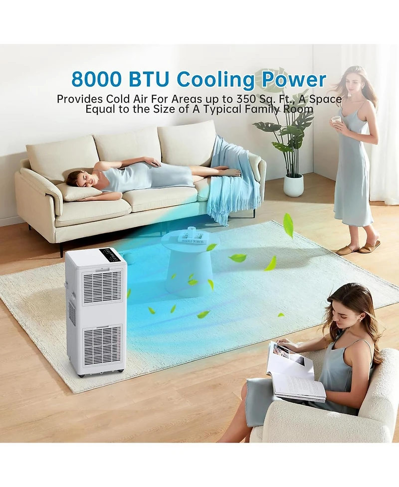 8,000 Btu Portable Air Conditioner - Compact, Efficient Cooling, Easy Portability, Ideal for Small to Medium Rooms