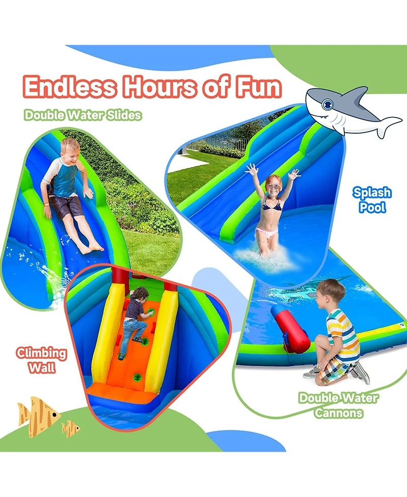 Inflatable Water Park Waterslide for Kids Backyard with 780W Air Blower