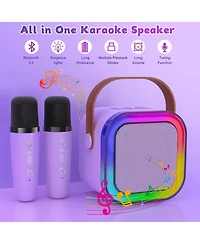 Mini Karaoke Machine for Kids, Haomuren Portable Speaker with 2 Wireless Microphones, Christmas Birthday Gifts Girl Singing Karaoke Machine for 3-12+