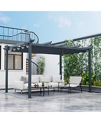 Gymax 10 x 13ft Outdoor Aluminum Retractable Pergola Canopy Shelter Grape Trellis