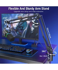 Xlr/Usb Dynamic Microphone for Gaming Podcast,Mic for iPhone Phone Pc Computer Gaming Streaming Microphone with Rgb Light,Mute Button,Mic Gain,Headpho