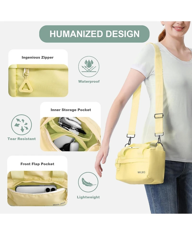 Small Gym Bag 9 inch, Mini Duffle Bag with Adjustable Strap, Lightweight Carry On Sport Bag for Women Girls (Light Yellow)