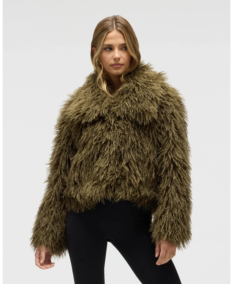 Nvlt Women's Long Hair Luxious Faux Fur Jacket
