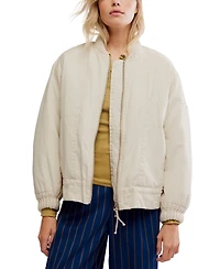 Free People Women's Jax Washed Bomber Long Sleeve Jacket