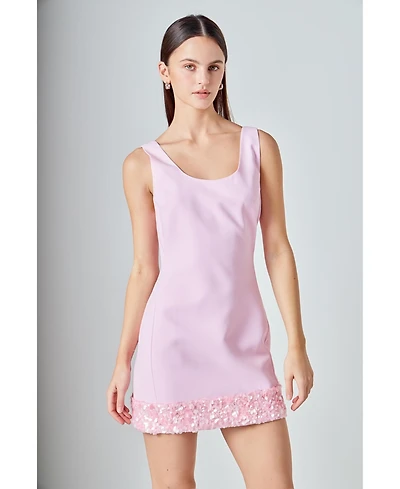 endless rose Women's Sequin Mixed Media Mini Dress