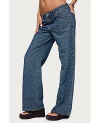 Edikted Women's Esmay Studded Low Rise Jeans