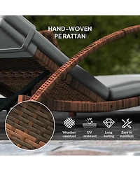 Outsunny Wicker Outdoor Chaise Lounge Chair Set, 5 Adjustable Back,