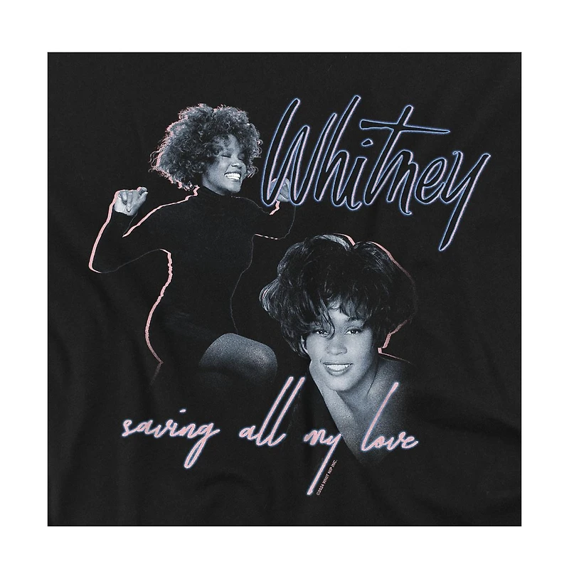 Logovision Men's Whitney Houston Saving All My Love Double Portrait T Shirt