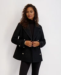 Kensie Boucle Peacoat with Gold Accents