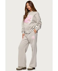 Edikted Womens Wild Petal Sweatpants