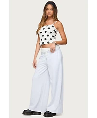 Edikted Womens Tamia Peekaboo Ruffle Lace Sweatpants