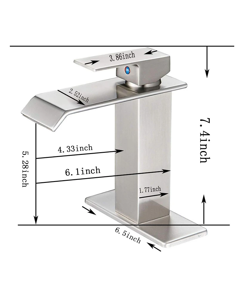 Greenspring Waterfall Single Hole Single-Handle Low-Arc Bathroom Faucet With Supply Line and Escutcheon in Brushed Nickel
