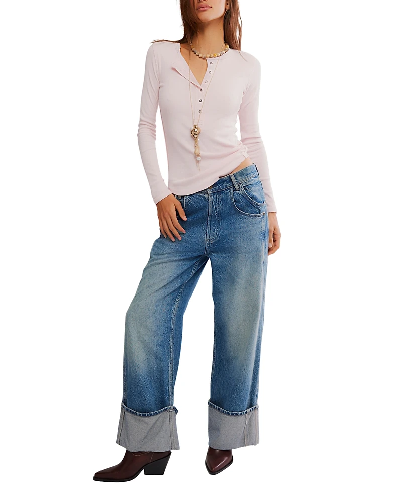 Free People Women's Long-Sleeve Henley Top