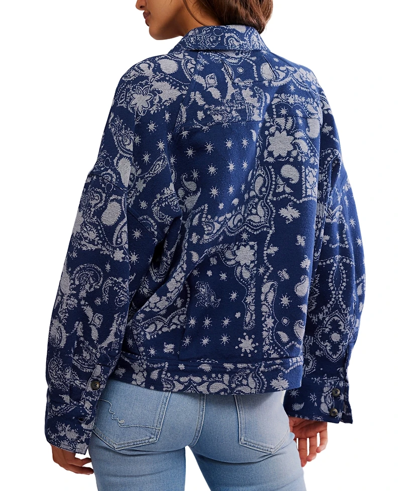 Free People Women's Bandana Jacquard Long-Sleeve Shirt