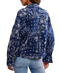 Free People Women's Bandana Jacquard Long-Sleeve Shirt