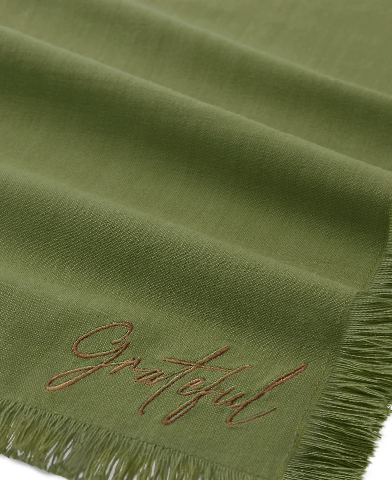 Elrene Fringed Harvest Sentiment Cotton Napkins, Set of 4