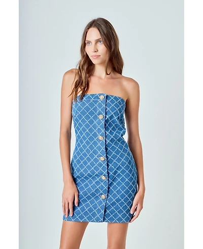 endless rose Women's Distressed Denim Mini Dress