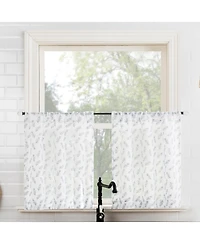 No. 918 Hollis Floral Leaf Sheer Rod Pocket Kitchen Curtain Tier Pair