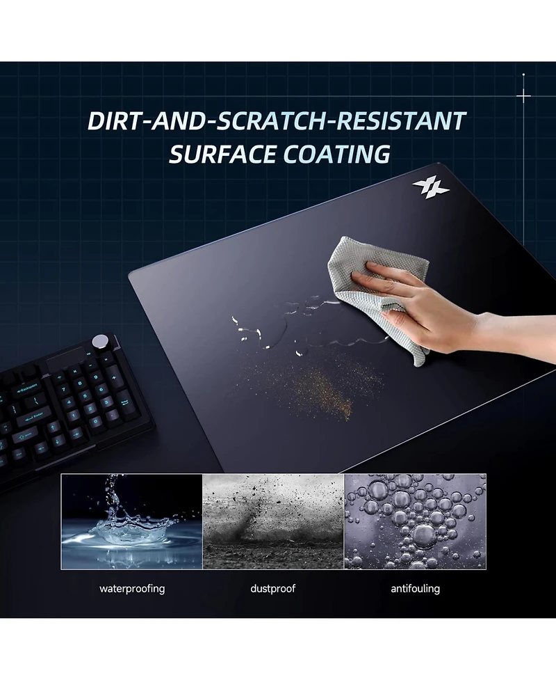 Ipason Xx-Large Tempered Glass Gaming Mouse Pad - Ultra-Smooth Surface for Precision Control, Anti-Slip Base, Scratch Resistant (19.6x15.7")