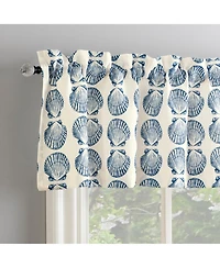 No. 918 Seaside Tonal Seashell Print Semi-Sheer Rod Pocket Kitchen Curtain Valance