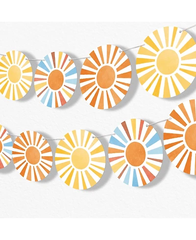 Big Dot of Happiness Here Comes The Son Garland Banner, 15 Feet of Cord, 15 Paper Sunburst Shapes