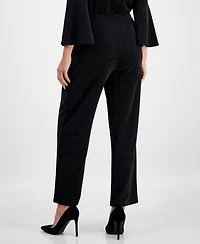 Ak Anne Klein Petite Pull-On Mid-Rise Wide-Leg Shimmer Pants