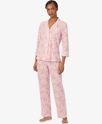 Lauren Ralph Lauren Women's 3/4-Sleeve Pajama Set
