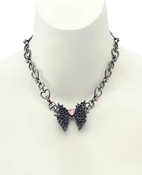 Betsey Johnson Faux Stone Spiky Bow Pendant Necklace