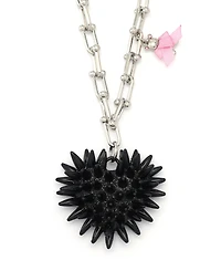 Betsey Johnson Faux Stone Spiky Heart Pendant Necklace