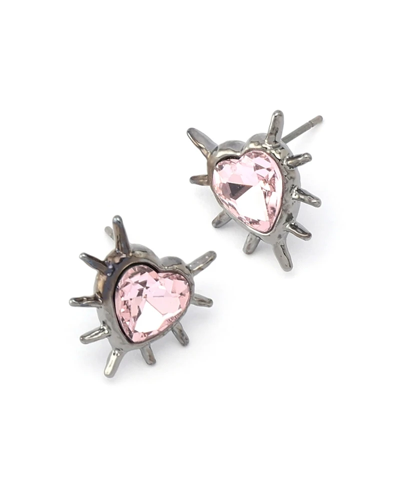 Betsey Johnson Faux Stone Spiky Heart Stud Earrings