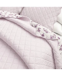 Linery & Co. Cotton Stitched Reversible Floral 3 Piece Scalloped Quilt and Sham Set