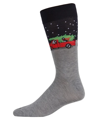 MeMoi Men's Holiday Pup Pick Up Crew Socks