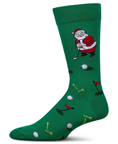 MeMoi Men's Golfer Santa Holiday Crew Socks