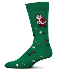 MeMoi Men's Golfer Santa Holiday Crew Socks