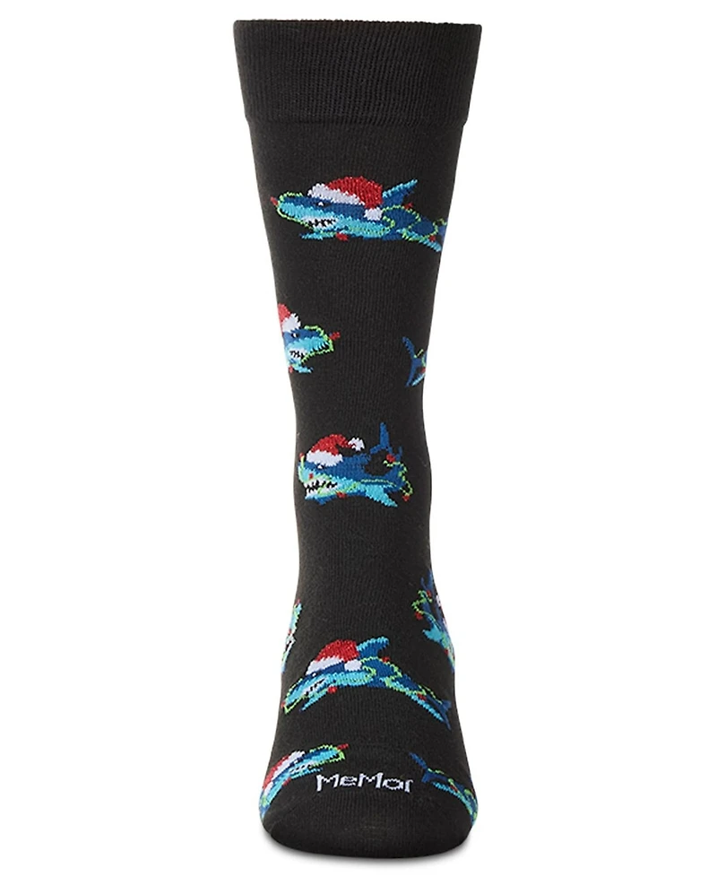 MeMoi Men's Santa Shark Crew Socks