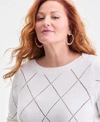Style & Co Plus Size Pointelle Boat-Neck Sweater, Macy's Exclusive