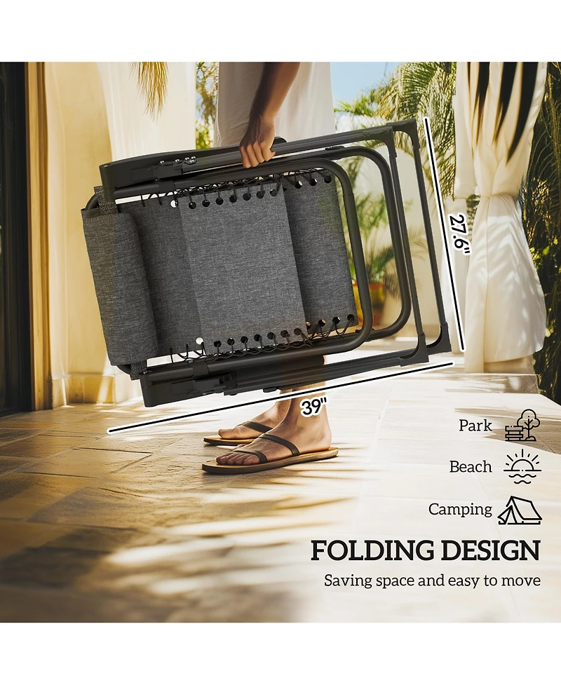 Outsunny Padded Zero Gravity Chair w/ Cup Holder Tray,