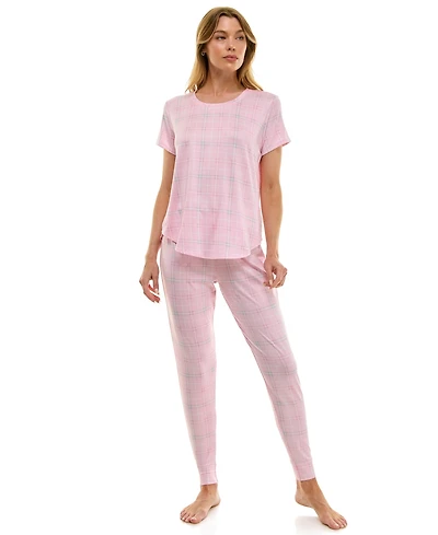 Roudelain Printed Short Sleeve Top & Jogger Pajama Set
