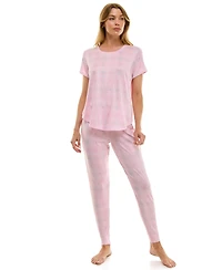 Roudelain Printed Short Sleeve Top & Jogger Pajama Set