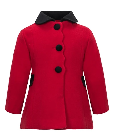 S Rothschild & Co Baby Girls Scallop Edge Velvet Trim Jacket