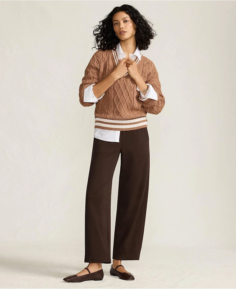 Lands' End Women's Petite Sport Knit High Rise Barrel Ankle Pants