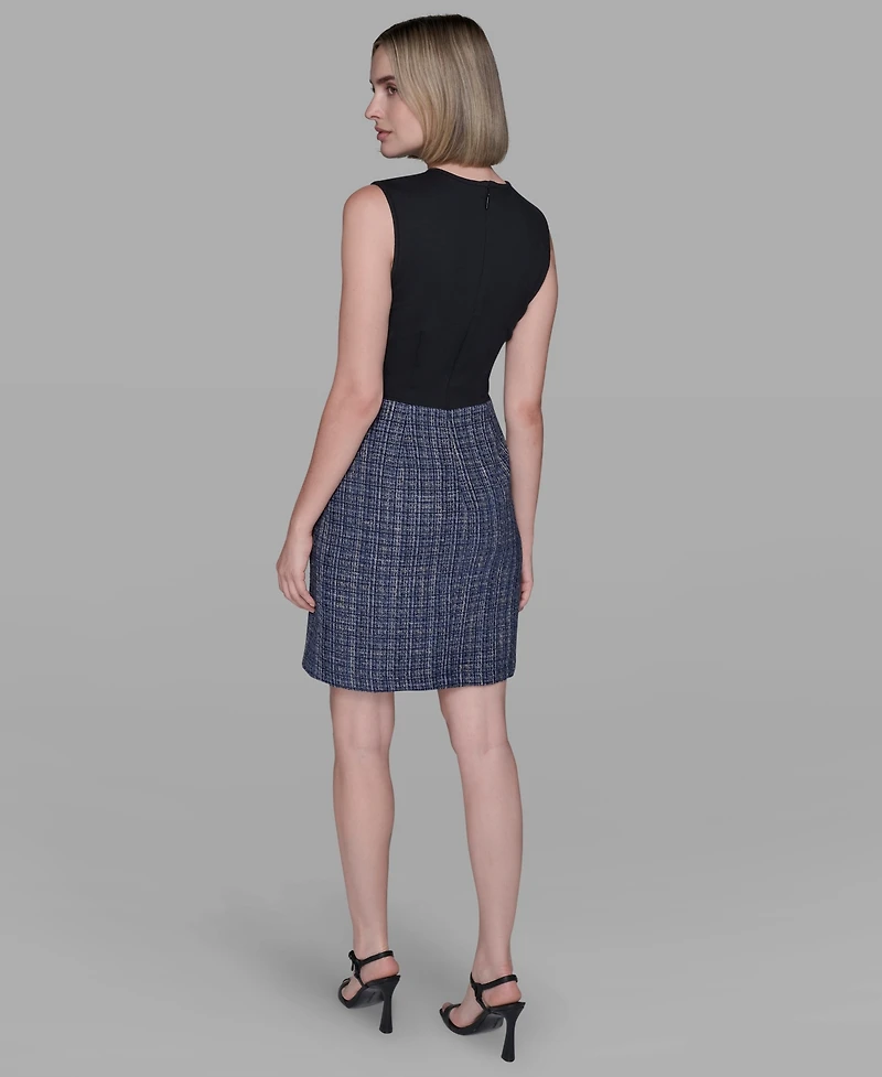 Karl Lagerfeld Paris Women's Multi Textured Twofer Mini Dress