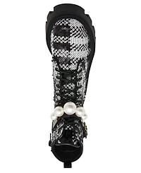 Betsey Johnson Women's Jonnie Embellished Combat Booties