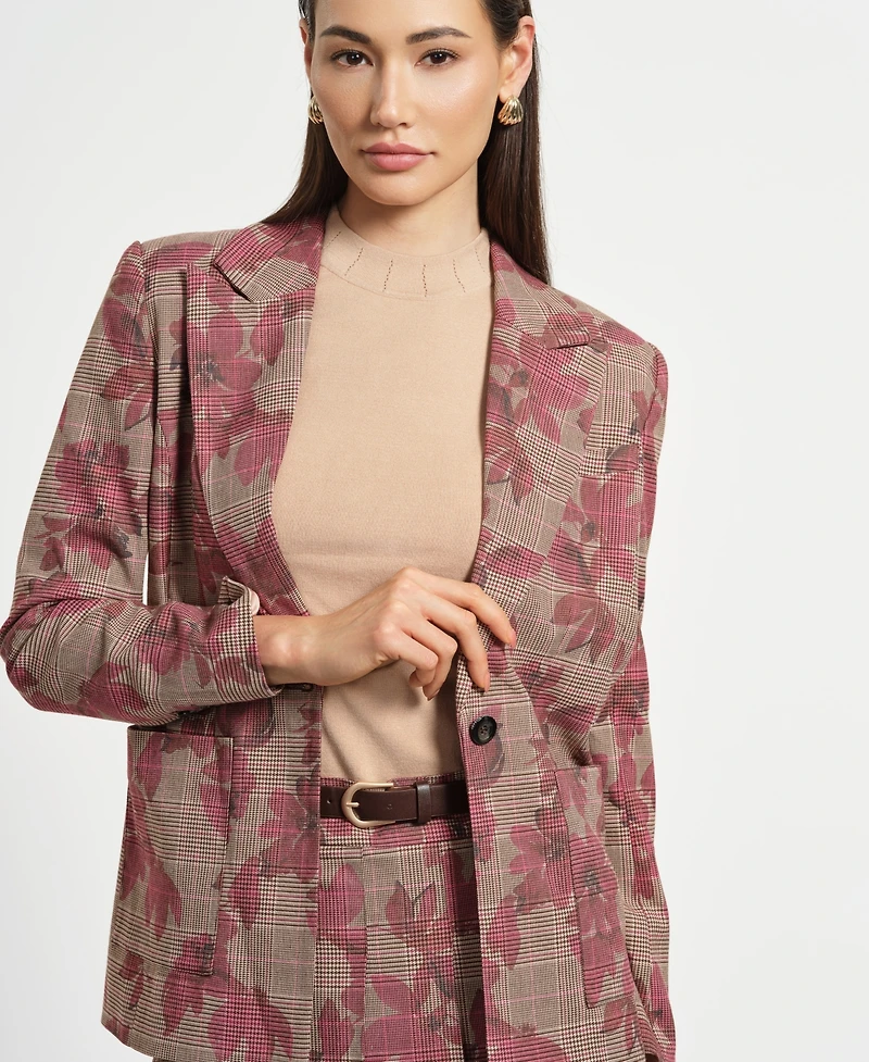 Isaac Mizrahi Women's Plaid Long Sleeves Blazer