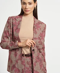 Isaac Mizrahi Women's Plaid Long Sleeves Blazer