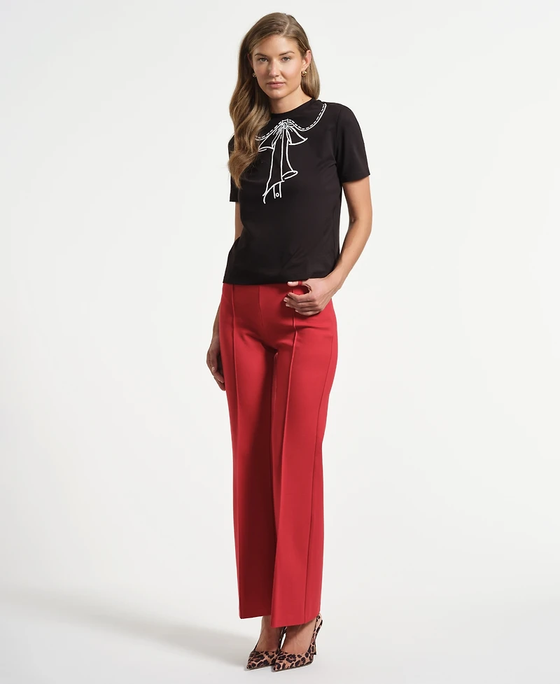 Isaac Mizrahi Women's Crewneck Graphic Top