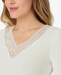 Cuddl Duds Softwear V-Neck Lace Top
