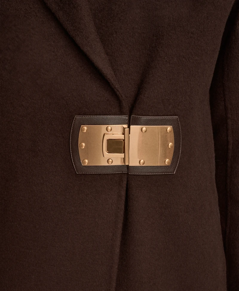 Donna Karan New York Women's Wool Blend Buckle Detail Coat